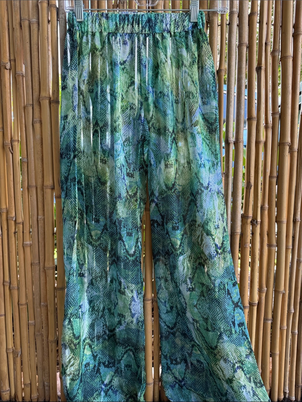 l*space Green and Teal Wide-Leg Printed Pants